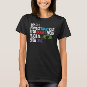 Camiseta Dizer Gay Proteger Crianças Trans Leia Livros Bani