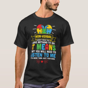 Camiseta Dizer Não Verbal Conscientização e Apoio ao Autism