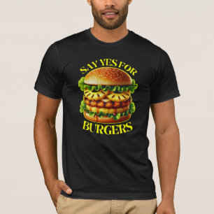 Camiseta dizer sim para hambúrgueres