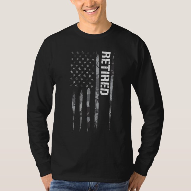 Camiseta Dizires de Bandeira Americana Aposentada Veterano (Frente)