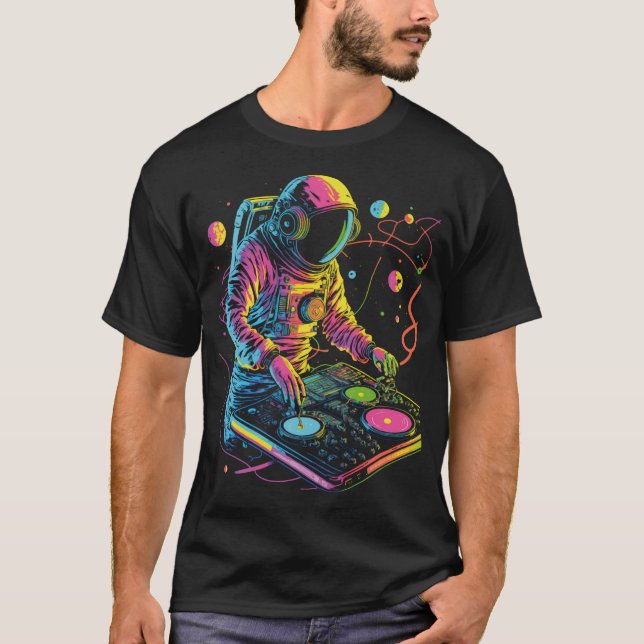 Camiseta DJ Astronauta EDM Music DJing Spaceman Psytrance T (Frente)