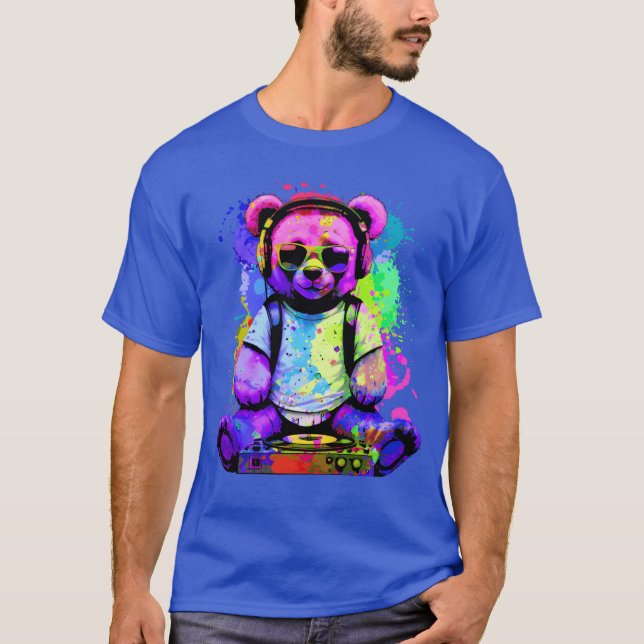Camiseta DJ Bear, Ursinho, Cartoon, Música, concertos Festi (Frente)