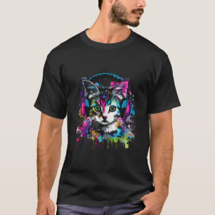 Camiseta DJ Cat Music Headphones Splash Beatmaker Cat Music