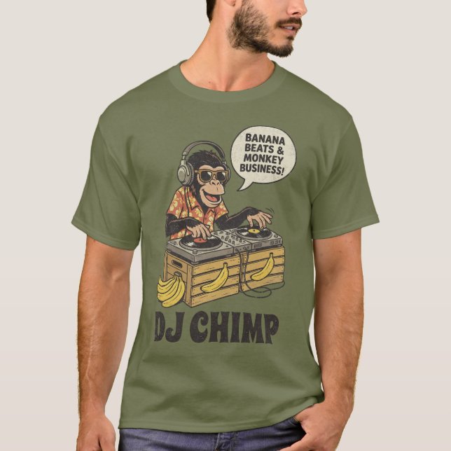 Camiseta DJ Chimp Banana Beats Engraçado (Frente)
