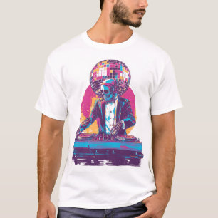 Camiseta DJ de Casamento Caveira � Esqueleto de Festa Forma