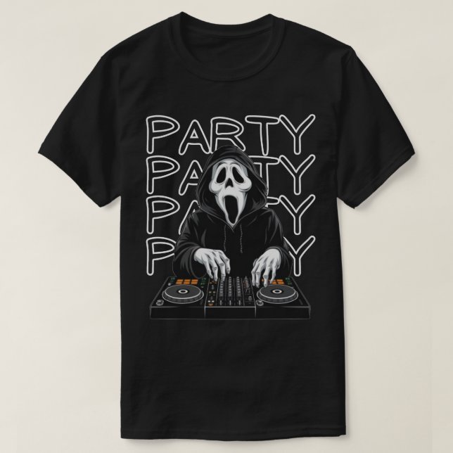 Camiseta DJ de Festa Assustadora (Frente do Design)