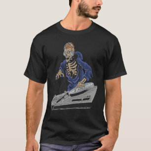 Camiseta DJ de Halloween Esqueleto Zumbi