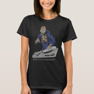 Camiseta DJ de Halloween Esqueleto Zumbi