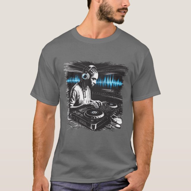 Camiseta DJ disk Jockey Play Music Mi Disco Music para uma  (Frente)