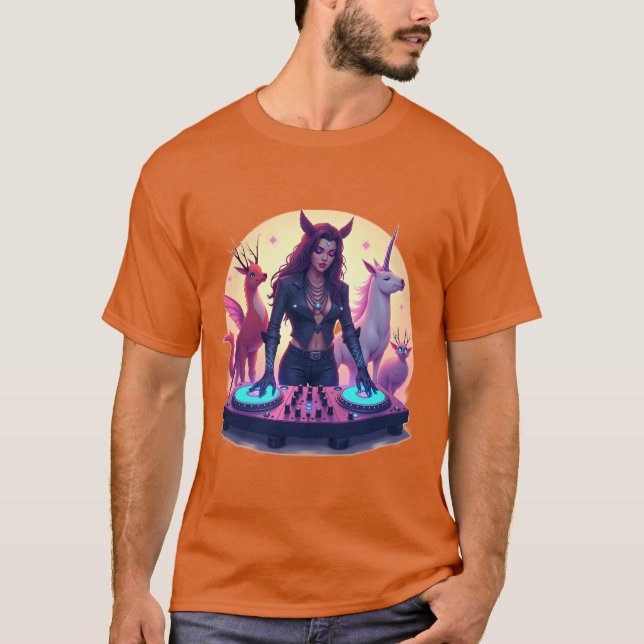 Camiseta DJ Enfeitiçado: Design de Groove Mítico (Frente)