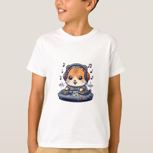 Camiseta DJ Hamster Misturando Música para Crianças
