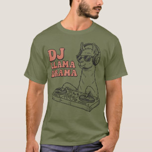 Camiseta DJ Llama Drama Cartoon Engraçado
