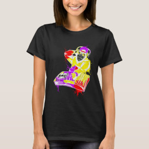 Camiseta DJ Monkey Music Party Diversão Óculos escuros Dive