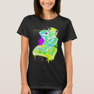Camiseta DJ Monkey Music Party Divertimento Óculos de sol C