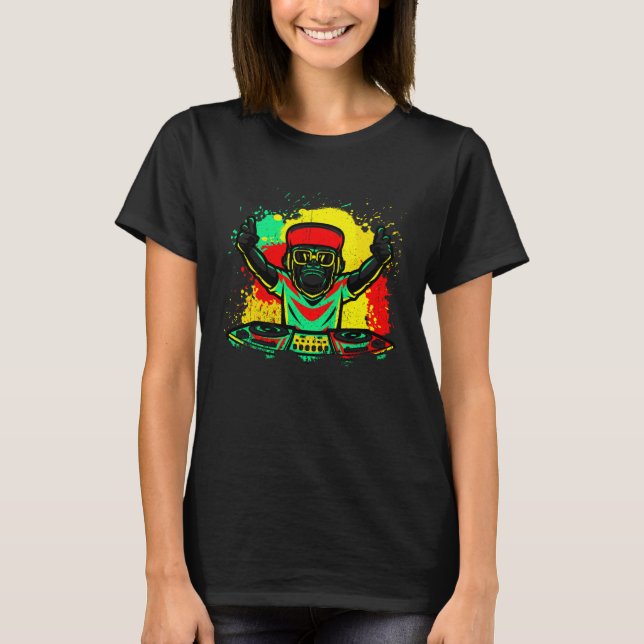 Camiseta DJ Monkey Music Party Divertimento Óculos de sol C (Frente)