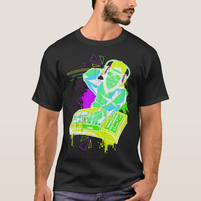 Camiseta DJ Monkey Music Party Fun Sunglasses Monkey Headph (Frente)