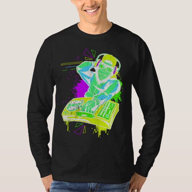 Camiseta DJ Monkey Music Party Fun Sunglasses Monkey Headph (Frente)