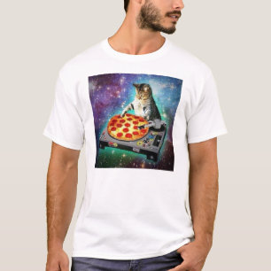 Camiseta DJ Space Cat Girando um doce Za