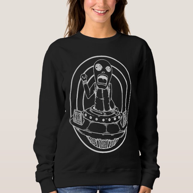 Camiseta DJ Techno Raver Alien de Vinil (Frente)