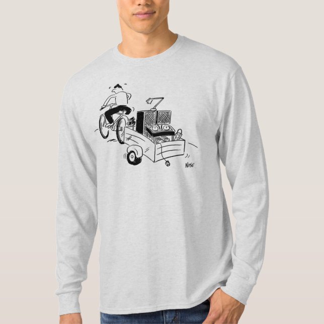 Camiseta DJ Tocador de Discos de Desenho Animado Móvel (Frente)