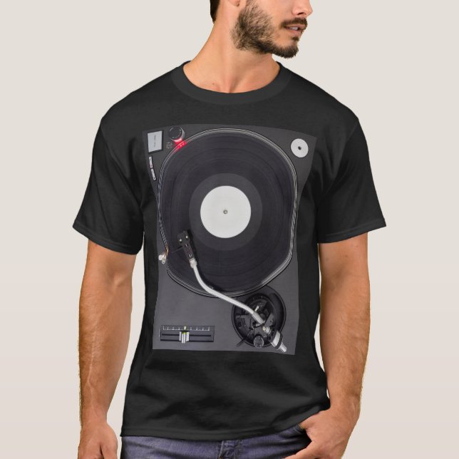Camiseta DJ Turntable, Reproduzindo Foto Do Registro De Vin (Frente)