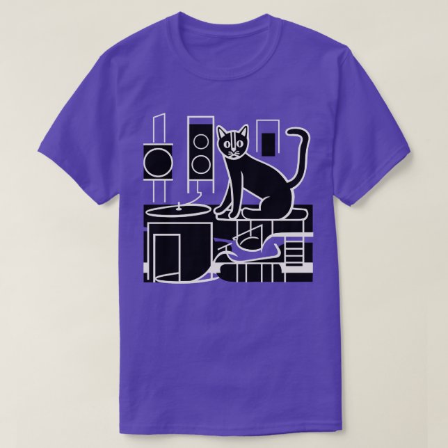 Camiseta DJ Vinyl Cat (Frente do Design)