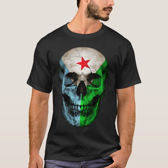 Camiseta Djibouti Flag Skull Djibouti Roots Proud Patriotic (Frente)