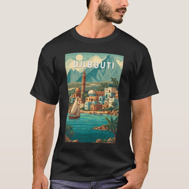 Camiseta Djibouti Illustration Travel Art Vintage (Frente)