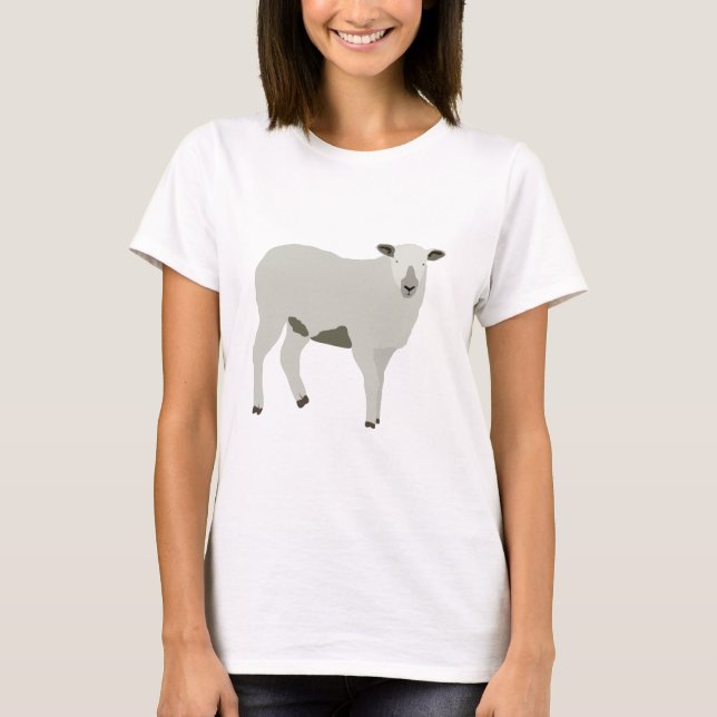 Camiseta Dlustração animal de ovelha e Fazenda de borrego (Frente)