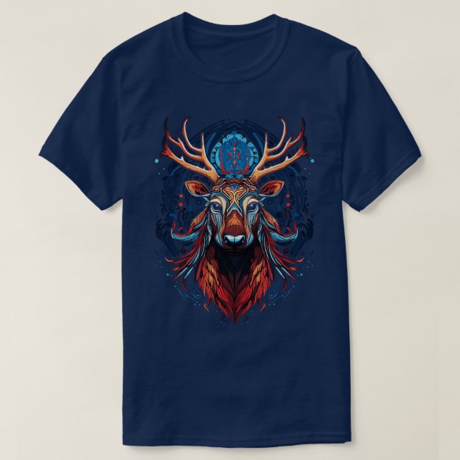 Camiseta DMT Art Psychedelic Reindeer 2 (Frente do Design)