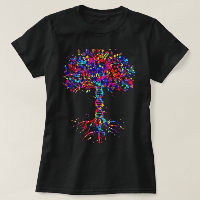 Camiseta DNA Árvore Vida Aquarela Genética Biologista Ciênc (Frente do Design)