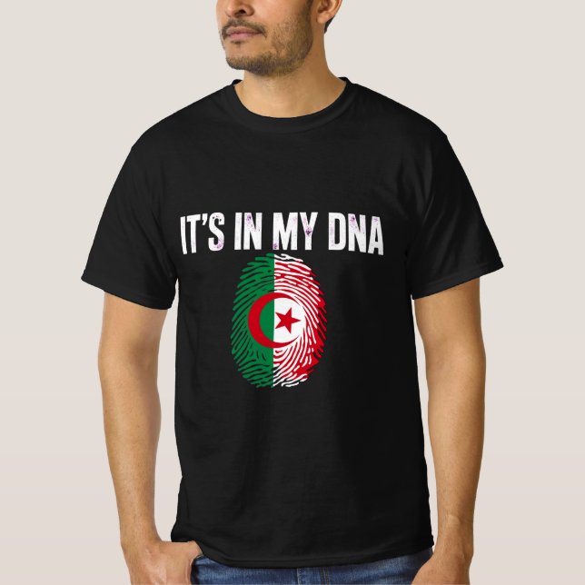 Camiseta DNA da Argélia - Impressão Digital da Ban (Frente)