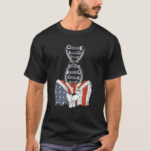 Camiseta DNA mecânico com bandeira americana