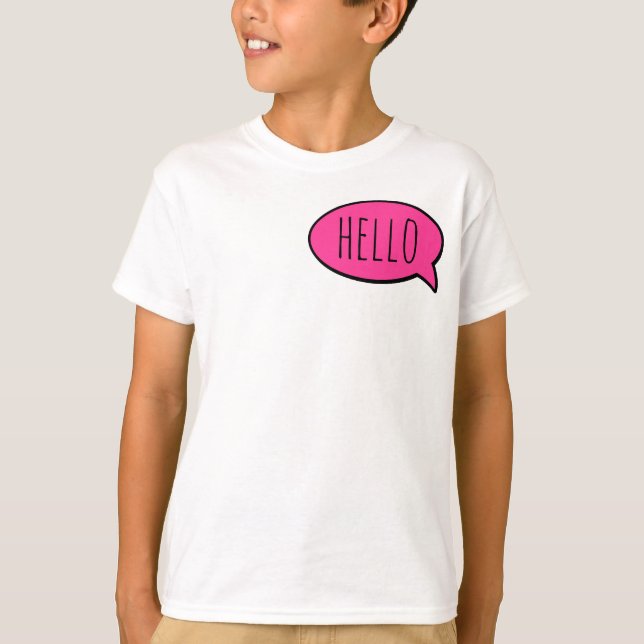 Camiseta DNOOSR Cute Pink Speech Bubble Hello Kids (Frente)