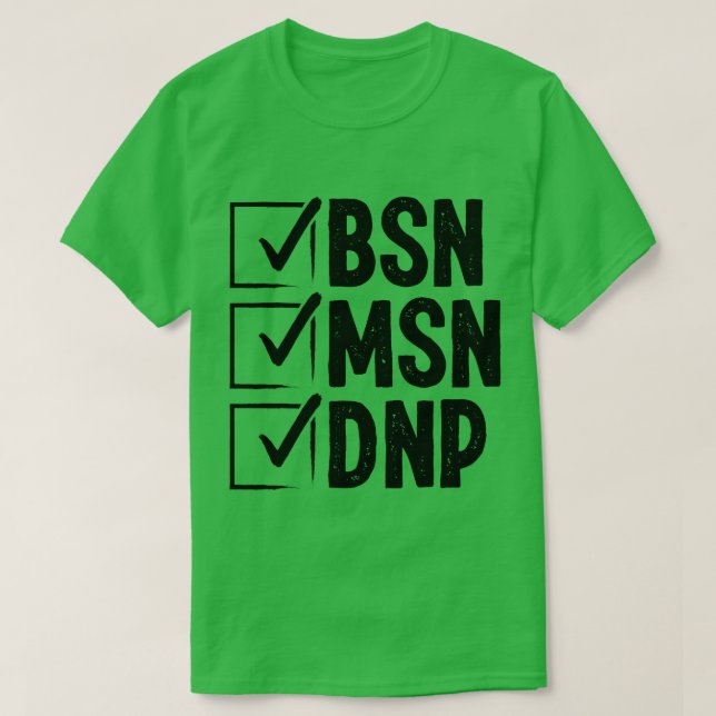 Camiseta DNP Doutor MSN BSN DNP Enfermeira Graduação de Gra (Frente do Design)
