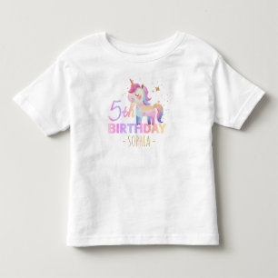 Camiseta do 5º Aniversário do Unicórnio Pastel