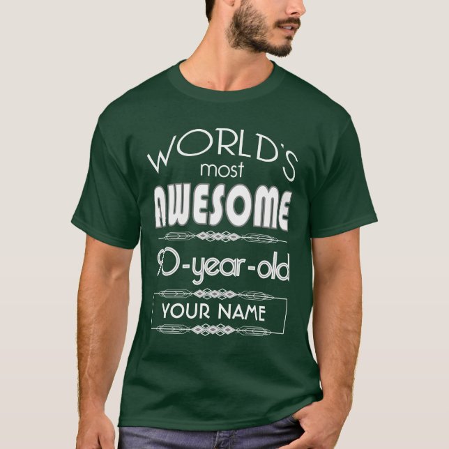 Camiseta do 90 do aniversário dos mundos verde escuro (Frente)