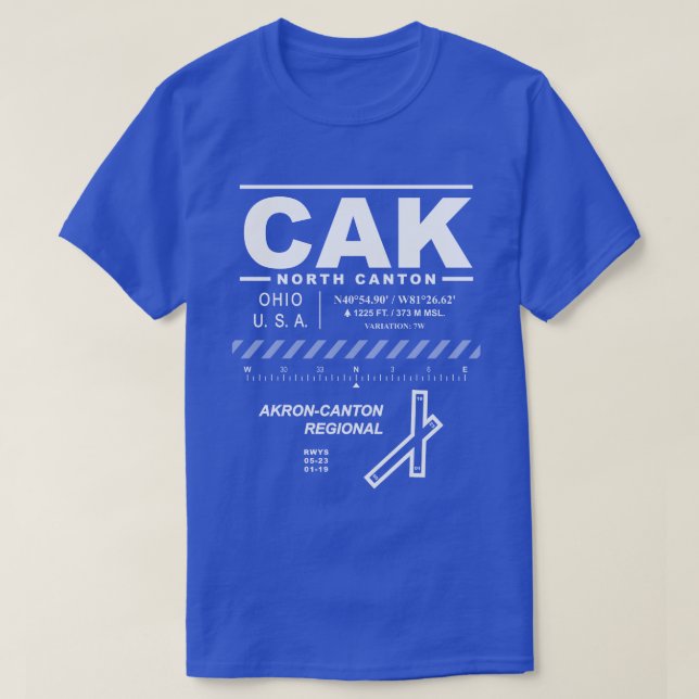 Camiseta do aeroporto de Akron-Canton CAK (Frente do Design)