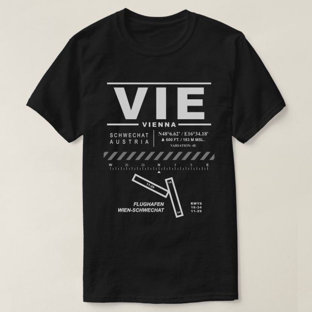 Camiseta do Aeroporto Internacional de Viena (Frente do Design)