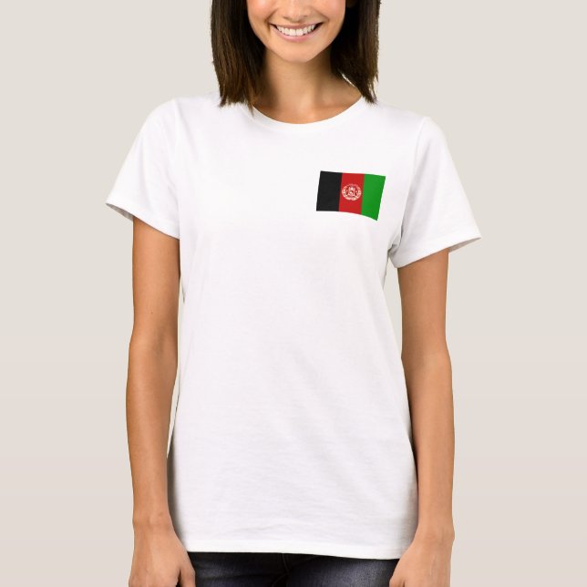 Camiseta do Afeganistão Bandeira + Mapa (Frente)