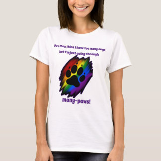 Camiseta do amante de cachorro muitas patas pegas 