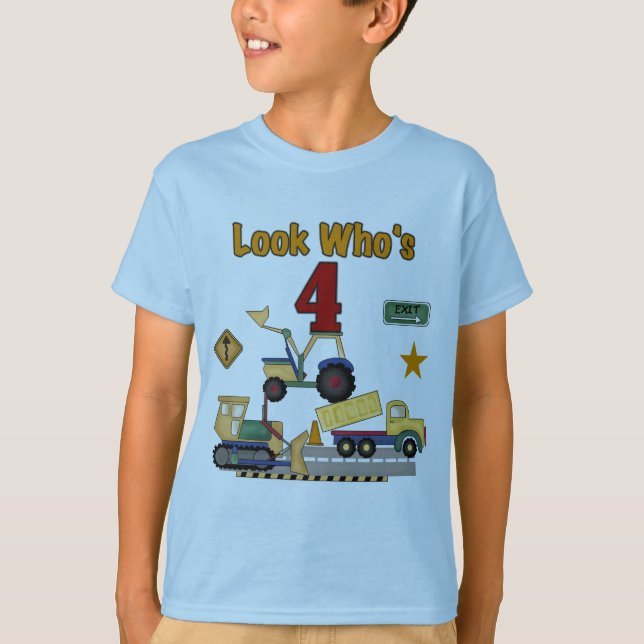 Camiseta do aniversário dos veículos da construção (Frente)