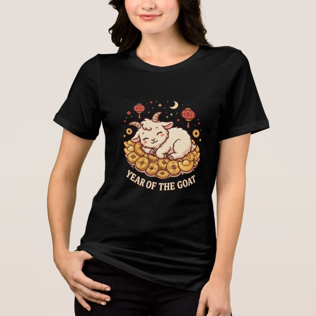 Camiseta do Ano Novo Lunar Cabra de Fogo Sortuda 2 (Frente)