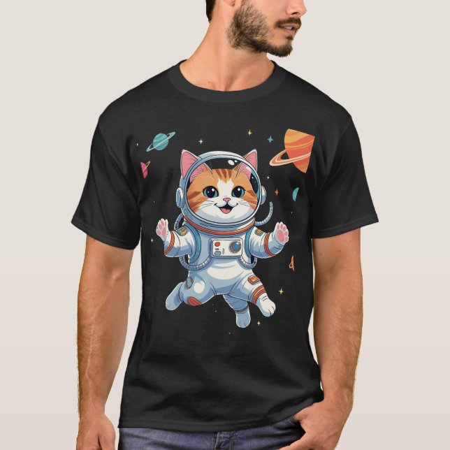 Camiseta do Astronauta de Gato Kawaii - Gatinho de (Frente)