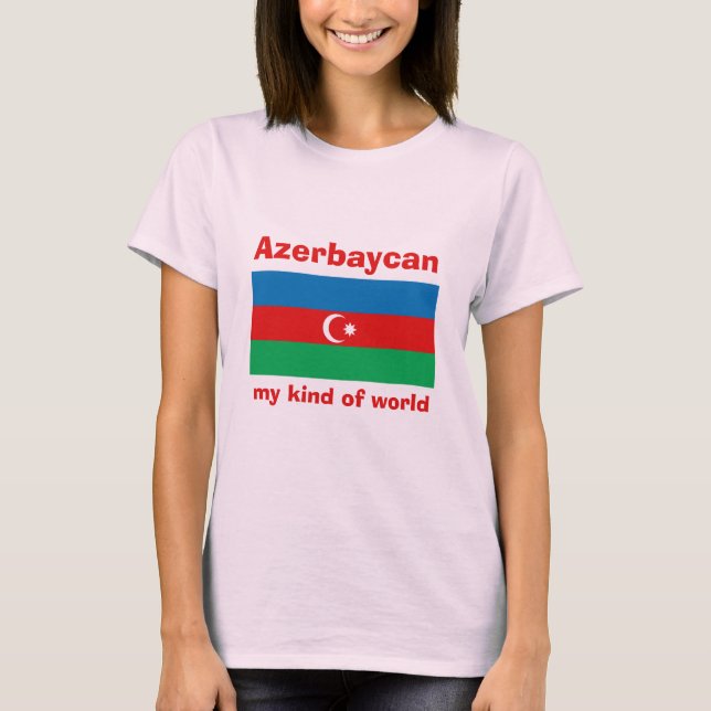 Camiseta do Azerbaijão Bandeira + Mapa + Texto (Frente)
