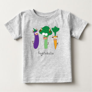 Camiseta do bebê de touros vegetais Engraçados