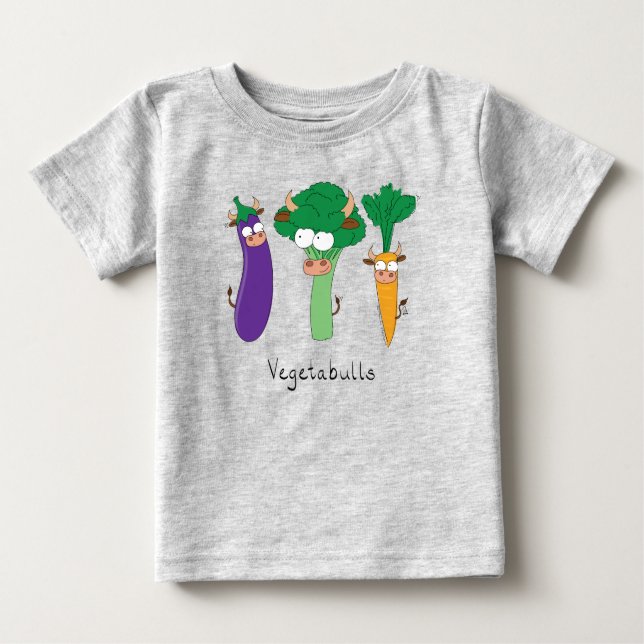 Camiseta do bebê de touros vegetais Engraçados (Frente)