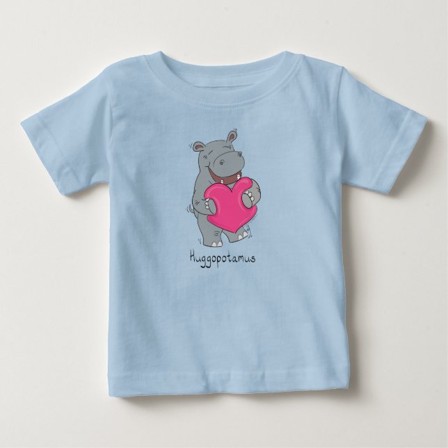 Camiseta do bebê do dia do Namorados Hippo Hugs (Frente)