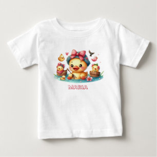 Camiseta do bebê pato amarelo fofo