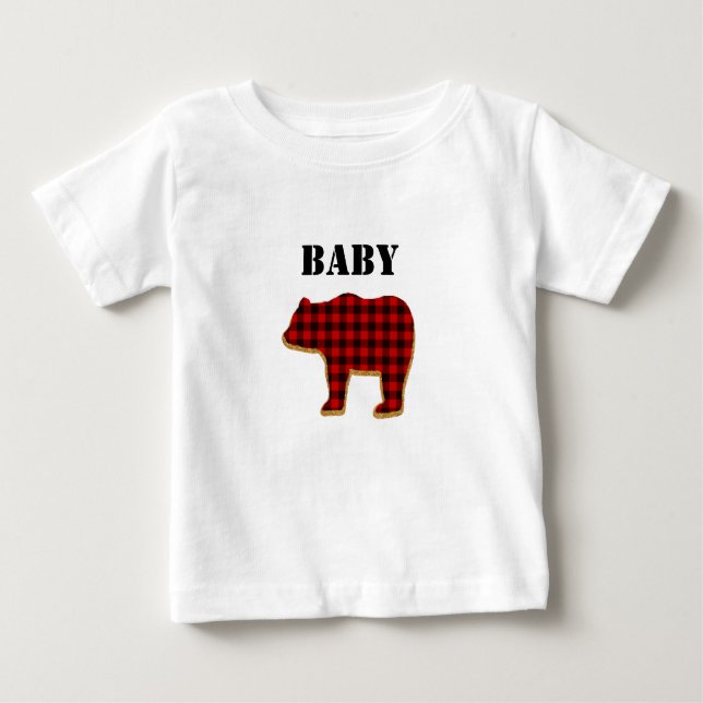 Camiseta do bebê Urso Xadrez Buffalo (Frente)